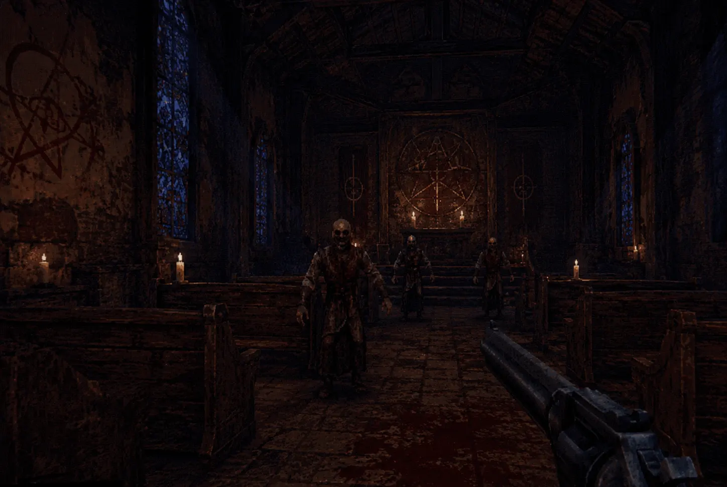 Cursed chapel interior firefight