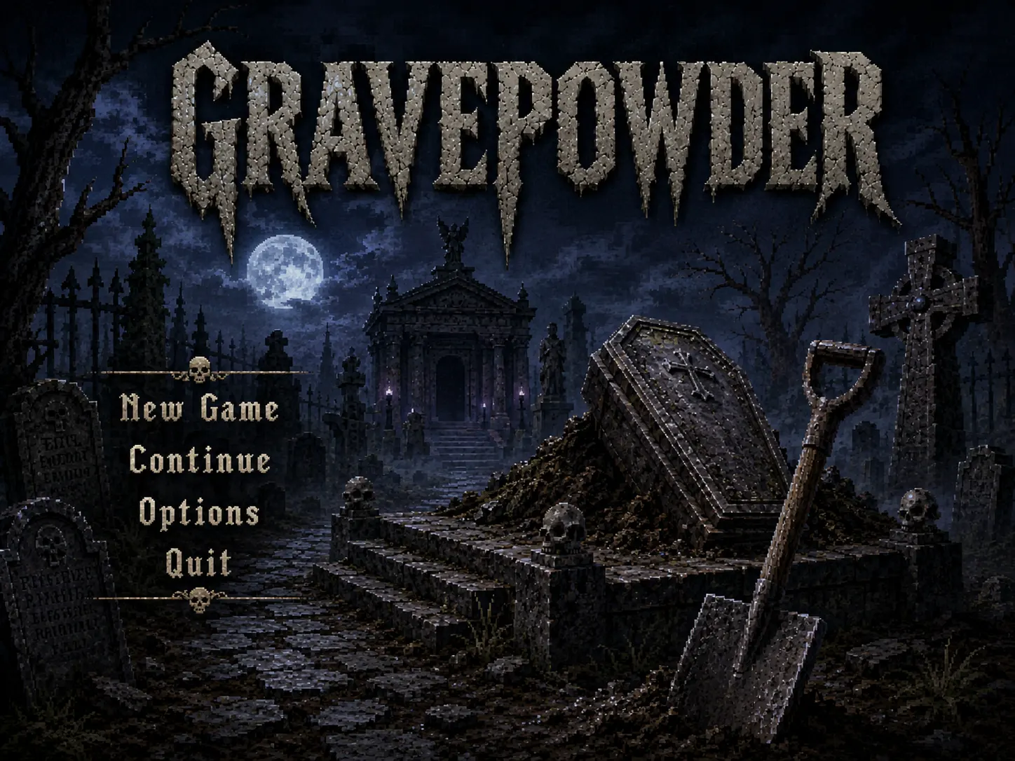 Gravepowder title menu